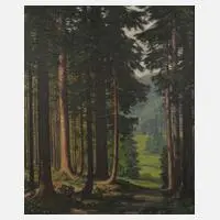 Prof. Walter Einbeck, Waldinneres, Öl auf Leinwand