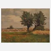 Wilhelm Facklam, "Zur Erntezeit", Öl auf Leinwand