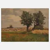 Wilhelm Facklam, "Zur Erntezeit", Öl auf Leinwand