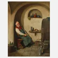 Im Weinkeller by Hans Fenger, Öl auf Leinwand, sold Sep 2023