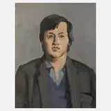 Lothar Gemmel, Herrenportrait, Öl auf Sackleinen