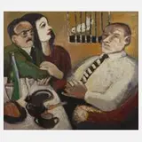 Lothar Gemmel, "Gruppe am Tisch", Öl auf Leinwand