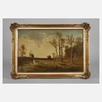 Fritz Halberg-Krauss, "Isarlandschaft", Öl auf Karton