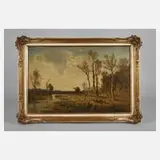 Fritz Halberg-Krauss, "Isarlandschaft", Öl auf Karton