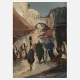 Hassan, Orientalische Straßenszene, Öl auf Leinwand