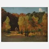 G. Holstein, Herbstlandschaft, Öl auf Pappe und auf Hartfaserplatte kaschiert