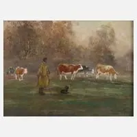 Kuhhirte by László Kézdi-Kovács, Öl auf Karton, sold Sep 2023
