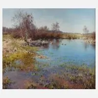 Eugen Kisselmann, Enten am Teich, Öl auf Leinwand