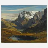 Josef Rolf Knobloch, Herbstliche Hochgebirgslandschaft, 1937, Öl auf Karton