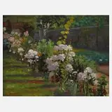 Alfredo Montalti, Sommergarten, Öl auf Pappe