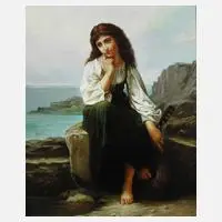 Sinnende Italienerin by E. Moße, Öl auf Leinwand, sold Sep 2023