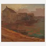 František Myslivec, Haus am Meer, 1929, Öl auf Malkarton