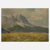 H. Purtscheller, Alpenlandschaft, Öl auf Holz