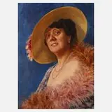 Hedwig Marcella Störck, Art déco-Damenportrait, Federboa