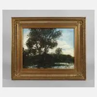 Carl Strathmann, Abend am See, 1924, Öl auf Platte