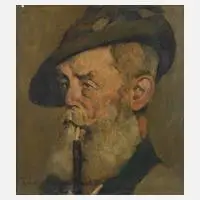 Joseph Uhl, Bayerischer Bauer mit Pfeife, 1944, Öl auf Holz