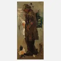Charles H. Wilton, Bettler, Öl und Collage auf Leinwand