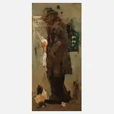 Charles H. Wilton, Bettler, Öl und Collage auf Leinwand