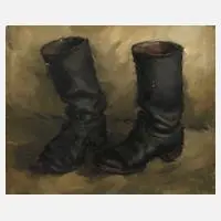 Hans Wohlrab, Die vergessenen Stiefel, 1946, Ölstudie auf Malkarton