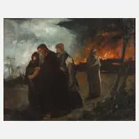 Otto Wolf-Oschatz, Die Flucht des Lot, Öl auf leinenkaschierter Platte