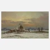 Helmut Reuter, Winterabend, Öl auf Leinwand