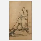 E. Harding, Schneeschuhfahrer, Stahlstich