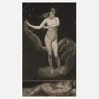 Paul Bürck, "Nacht", Radierung auf Chinapapier und auf leichtem Karton kaschiert