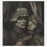Prof. Ernst Fuchs, "Soldat und Mädchen", Radierung