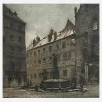Prof. Luigi Kasimir, Ansicht Wien, Farbradierung in dezenter Farbigkeit