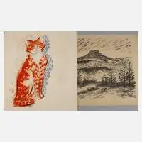 Prof. Albert Schaefer-Ast, Zwei Lithographien, Kreidelithographie