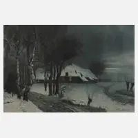 Hermann Thiele, Winterabend, Farbradierung