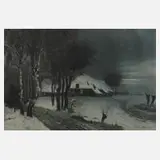 Hermann Thiele, Winterabend, Farbradierung