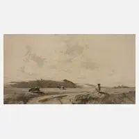 Prof. Otto Ubbelohde, "Landschaft mit Kühen", Radierung