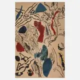 Jean René Bazaine, Abstrakte Komposition, Farblithographie auf gelblichem Papier