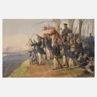 Adalbert von Roessler, "Die Landwehr vor Paris", Mischtechnik