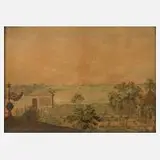 Carl von Vierordt, Bei Schwetzingen, 1820, Aquarell und Graphit auf Papier