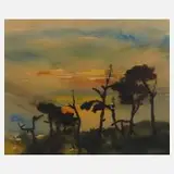 Günter Fink, Abendstimmung an der Ostsee, Aquarell