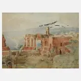 Lily Giachery-Daneu, Blick auf dem Ätna, Aquarell
