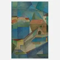 Willy Hempel, Stadtlandschaft, Pastell und Tuschefeder
