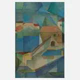 Willy Hempel, Stadtlandschaft, Pastell und Tuschefeder