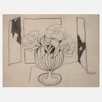 Heinrich Steiner, Stillleben mit Blumenvase, Zeichnung