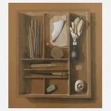 Tobias Weichberger, "Schublade", Farbkreiden auf bräunlichem Papier