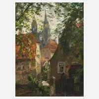 Der Burgberg in Meißen by Emil Fröhlich, Öl auf Pappe, sold Sep 2023