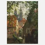 Emil Fröhlich, Der Burgberg in Meißen, Öl auf Pappe