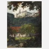 Emil Fröhlich, "Schloss Osterstein-Gera", Öl auf Pappe