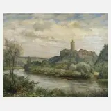 Emil Fröhlich, Burg Schönburg bei Naumburg, Öl auf Leinwand