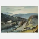 Ernst Hecker, Blick auf Auerhammer, Aquarell