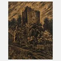 Albert Herold, "Burgstein", Holzschnitt
