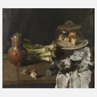 Ludwig Muhrmann, Stillleben mit Lauch, Öl auf Leinwand um 1920