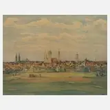Bruno Lademann, Blick auf Zittau, Aquarell
